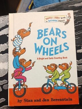 Bears on Wheels - White & Blue Kids Picture Book